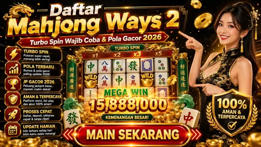 Putaranku - Tampilan fitur turbo spin pada permainan slot Mahjong Ways 2 dengan simbol naga emas